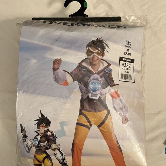 Overwatch Tracer Halloween Costume Boy Child Medium 7-8, Jumpsuit, Vest, Goggle - Picture 1 of 16